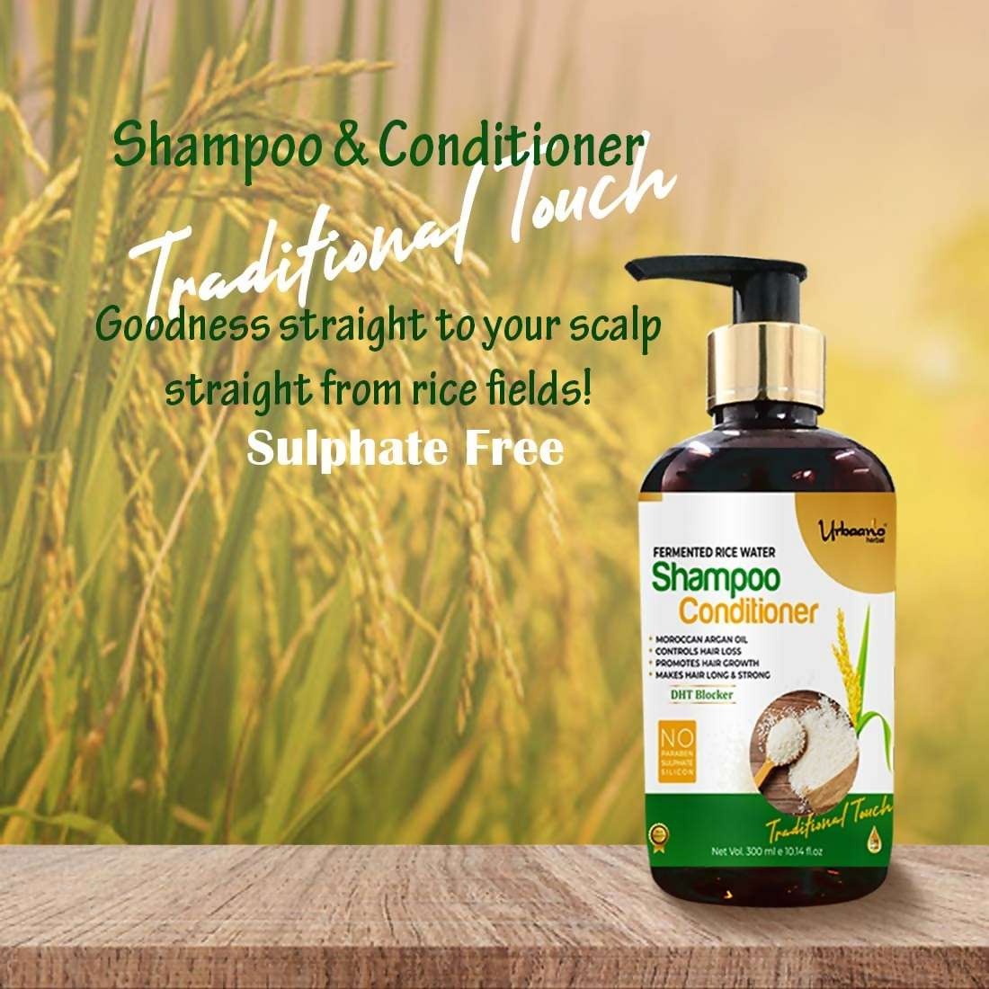 Urbaano Herbal Natural 21 Onion Hair Oil & Fermented Rice Extract Rich Shampoo