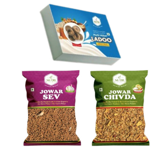 Buy NutriMillets - Multi Millets Laddu + Garlic Sev + Khatta mitha Chivda Combo from DrMediCart, Ship from India to USA