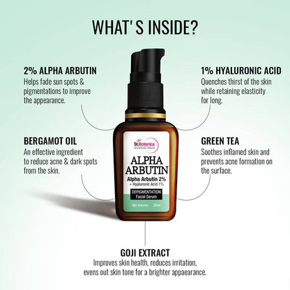 St.Botanica Alpha Arbutin 2% + Hyaluronic Acid 1% Depigmentation Facial Serum