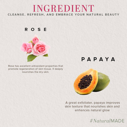 Khadi Natural Rose & Papaya Face Scrub + Rosewater Skin Toner