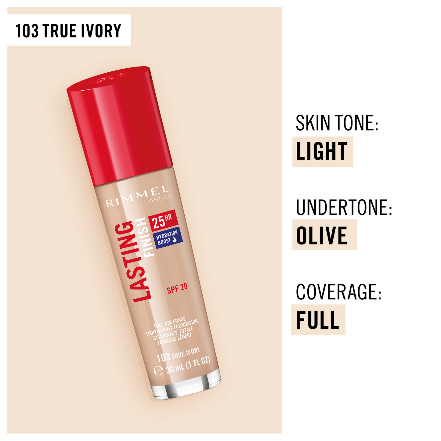 Rimmel London Lasting Finish 25 Hour Foundation SPF 20  - True Ivory
