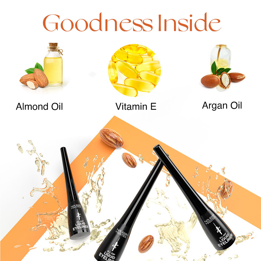 Nourish Mantra Liquid Eyeliner All-Day with Glycerine for Bold & Dramatic Eyes with SPF