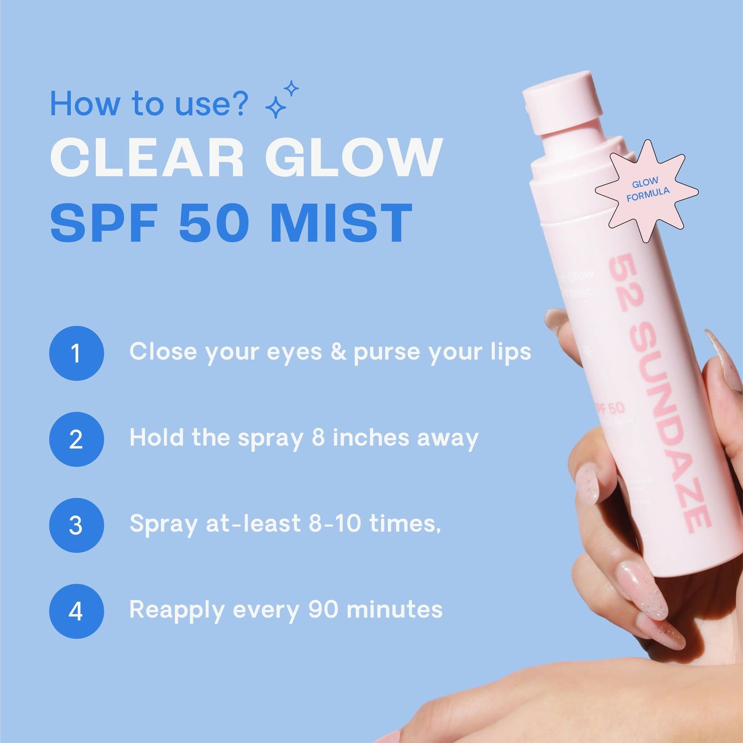 52 Sundaze Rosewater Sunscreen Mist SPF 50+ PA++++ Sunscreen Spray, Clear Glow SPF Mist