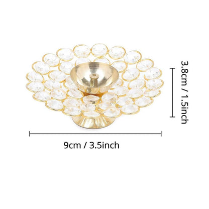 Tied Ribbons Set of 2 Gold-Toned Decorative Crystal Diyas