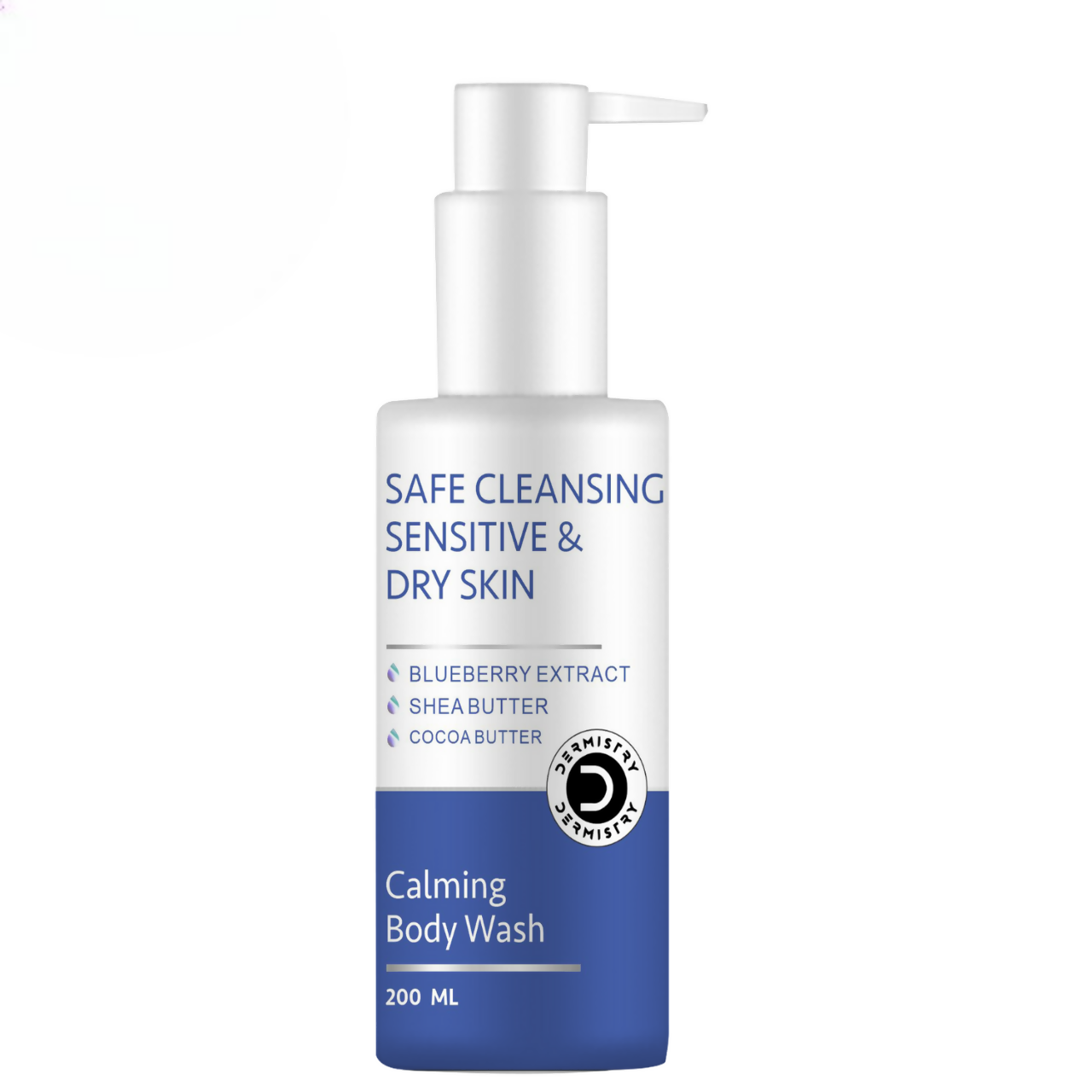 Dermistry Sensitive & Dry Skin Care Calming Soothing Body Wash Safe Soap Free Cleanser Blue Berry
