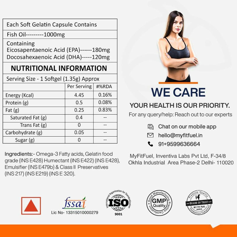 MyFitFuel Salmon Fish Oil Omega 3 1000mg Capsules