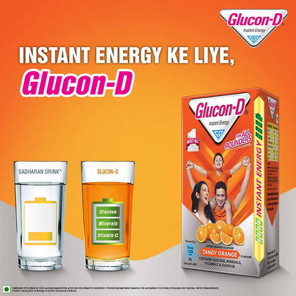 Glucon-D Instant Energy Health Drink - Tangy Orange | Tangy Orange Glucose Powder | Instant Energy & Immunity Recharge | With Vitamin C & Calcium