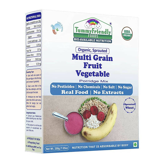 Buy TummyFriendly Foods Organic Sprouted MultiGrain Fruit Vegetable Porridge Mix from DrMediCart, Ship from India to USA