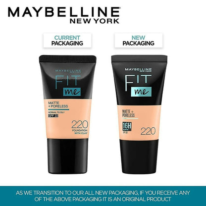 Maybelline New York Fit Me Matte + Poreless Liquid Foundation Normal to Oily Skin - 220 Natural Beige