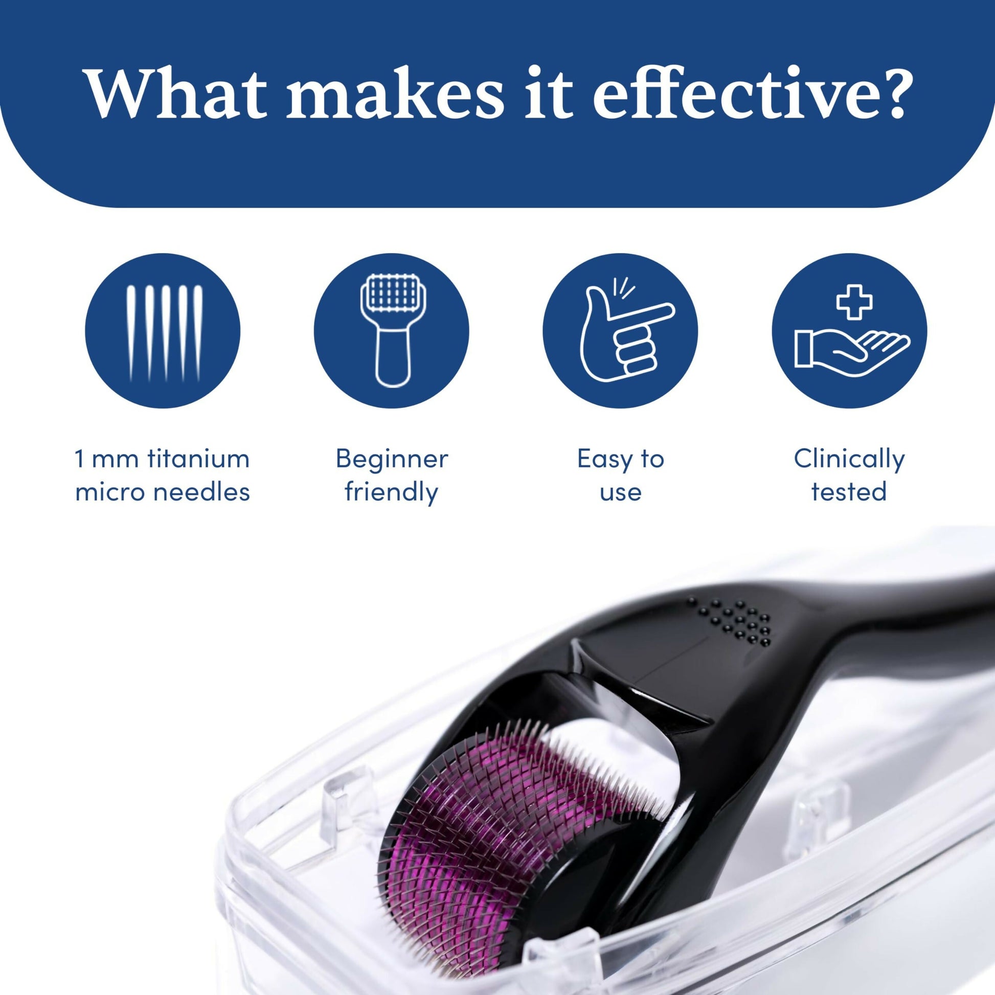 Man Matters Derma Roller 1.00 mm With 540 Titanium Alloy Needles - Promotes Beard Growth & Reduces Acne Scars