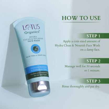Lotus Organics Aloe Vera & Grape Seed Hydra Clean & Nourish Face Wash