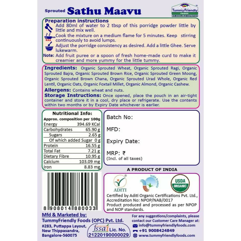 TummyFriendly Foods Certified Stage3 Porridge Mixes Trial Packs - Ragi, Sathu Maavu, MultiGrain for 8 Months Old Baby - Drmedicart