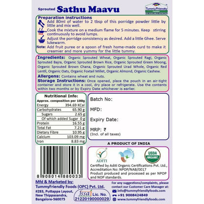 TummyFriendly Foods Certified Stage3 Porridge Mixes Trial Packs - Ragi, Sathu Maavu, MultiGrain for 8 Months Old Baby - Drmedicart