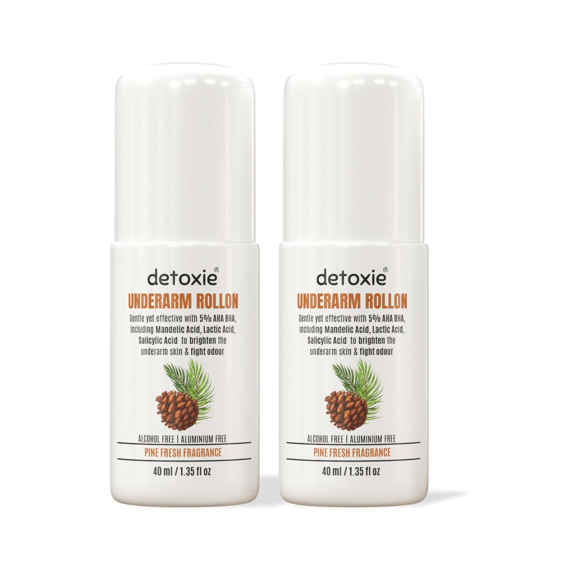 Detoxie 5% AHA BHA Underarm Lightening Deo Roll On (Pine Fresh)
