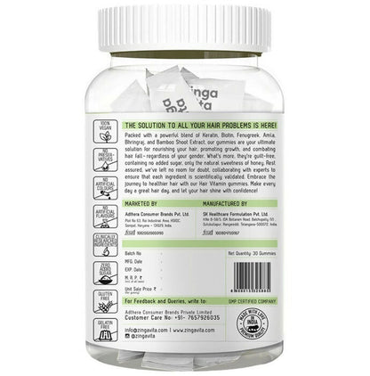 Zingavita Biotin + Keratin Hair Vitamin Kaccha Aam Gummies - Drmedicart