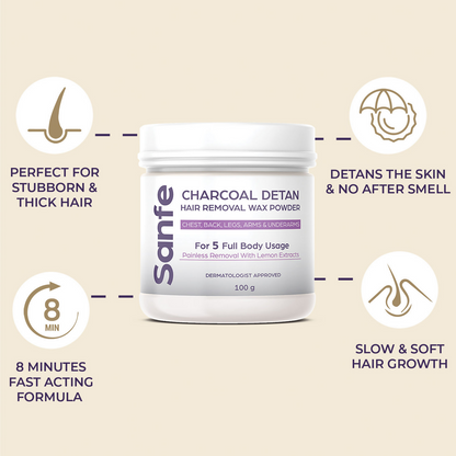 Sanfe Charcoal Detan Hair Removal Wax Powder