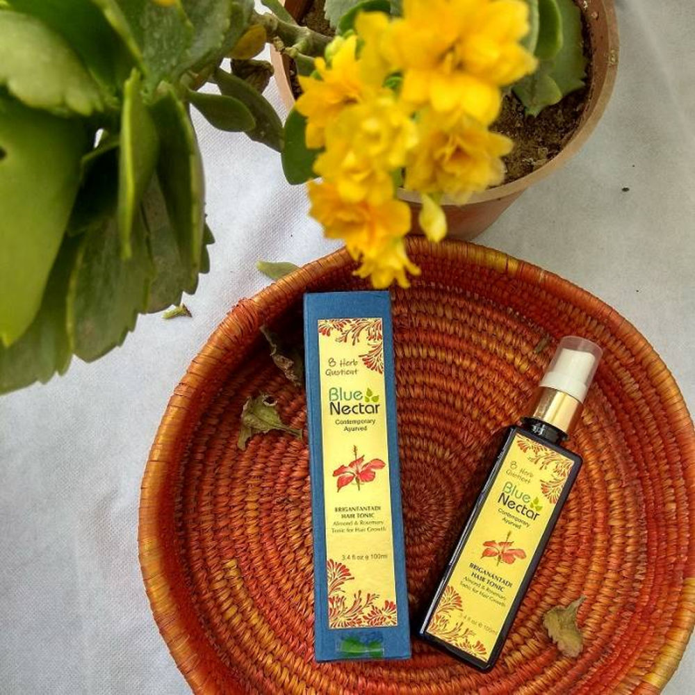 Blue Nectar Briganantadi Hair Tonic with Almond Rosemary Oil for Hair Growth