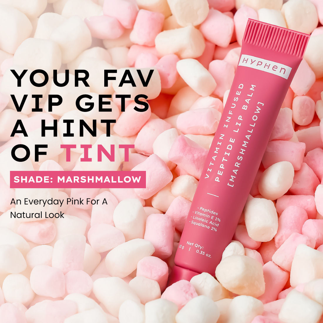 Hyphen By Kriti Sanon Marshmallow Vitamin Infused Peptide Lip Balm, Hydrate & Moisturize, Smoothen Lips & Repair Moisture Barrier