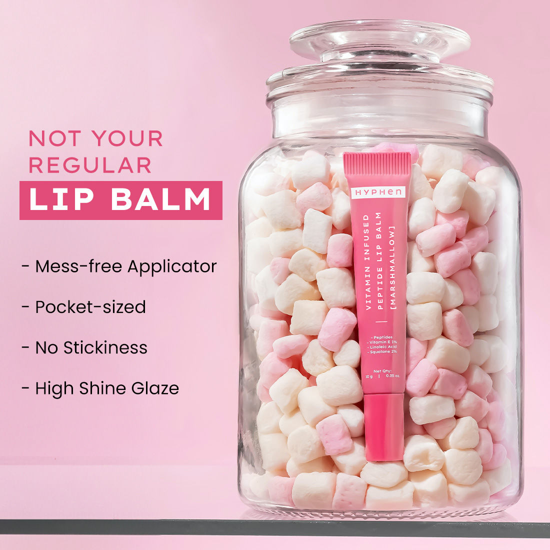 Hyphen By Kriti Sanon Marshmallow Vitamin Infused Peptide Lip Balm, Hydrate & Moisturize, Smoothen Lips & Repair Moisture Barrier