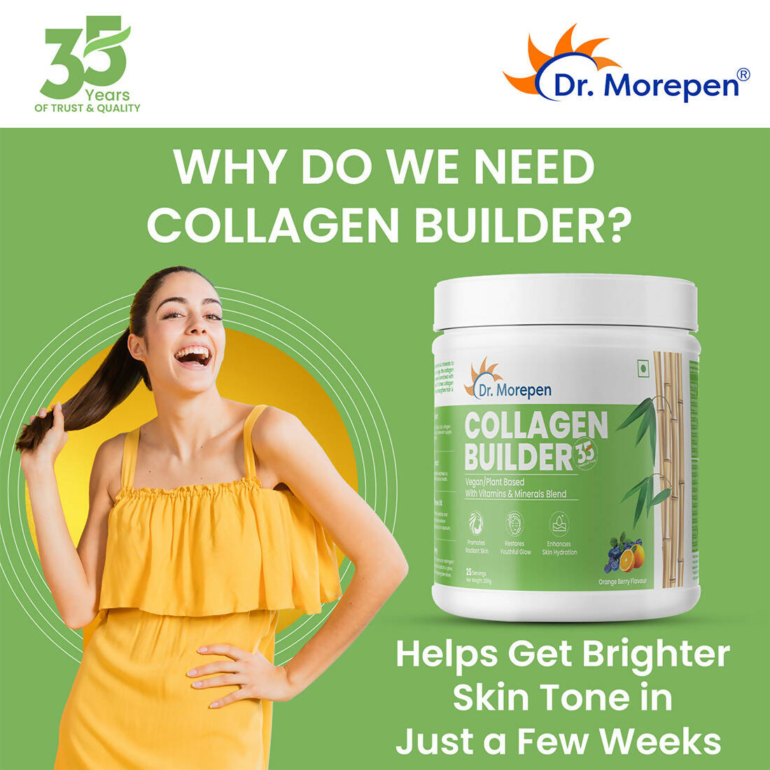 Dr. Morepen Natural Collagen Builder - Orange Berry Flavour