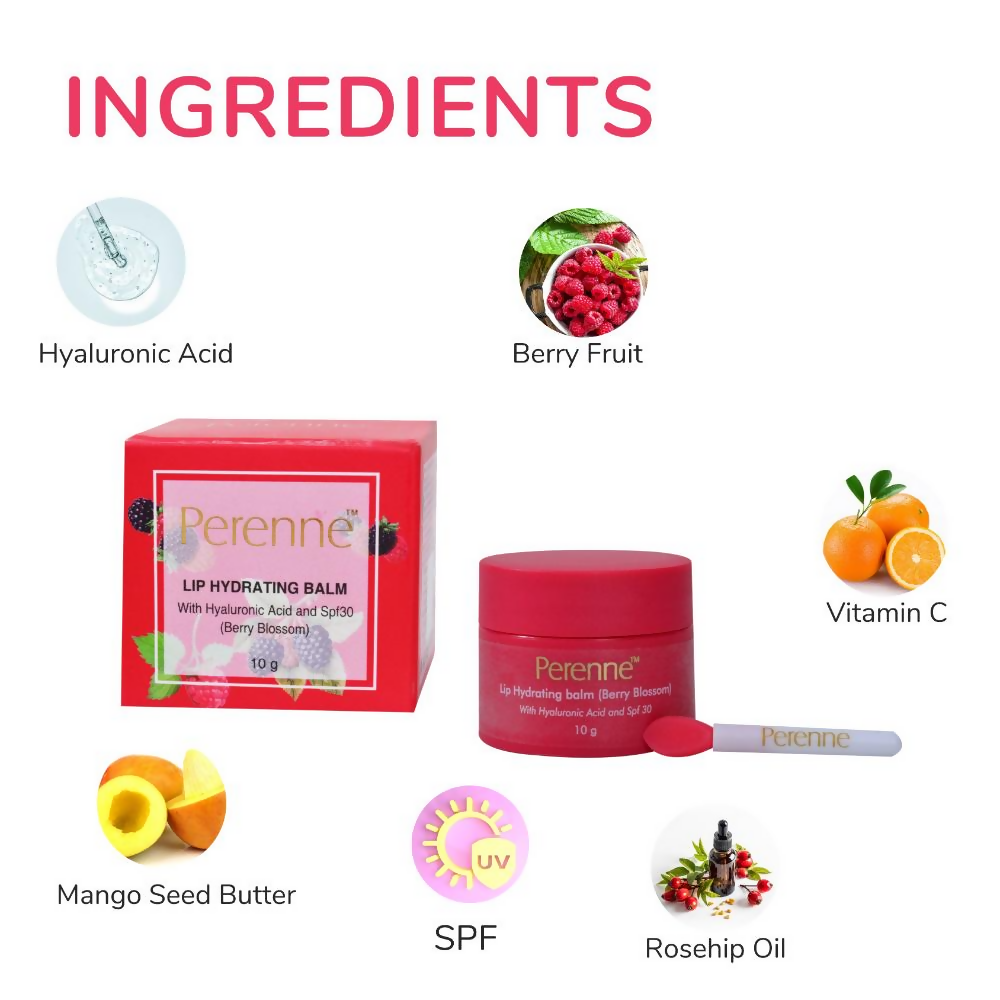 Perenne Lip Hydrating Balm With Hyaluronic Acid & SPF 30 - Berry Blossom