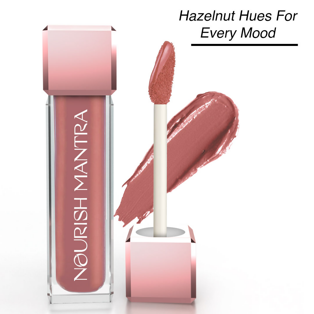 Nourish Mantra Liquid Lipstick Creamy Matte with SPF / Water Proof, Smudge Proof Shade -Tedha Medha Hazelnut