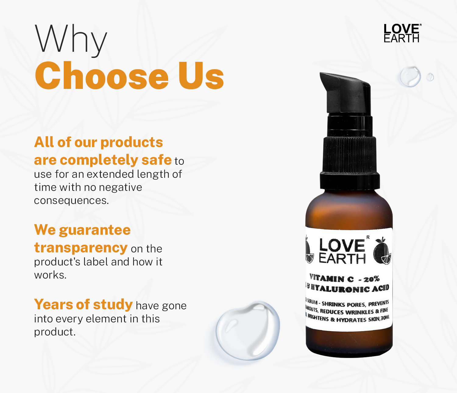 Love Earth Vitamin C 20%, E & Hydraulic Acid – Face Serum