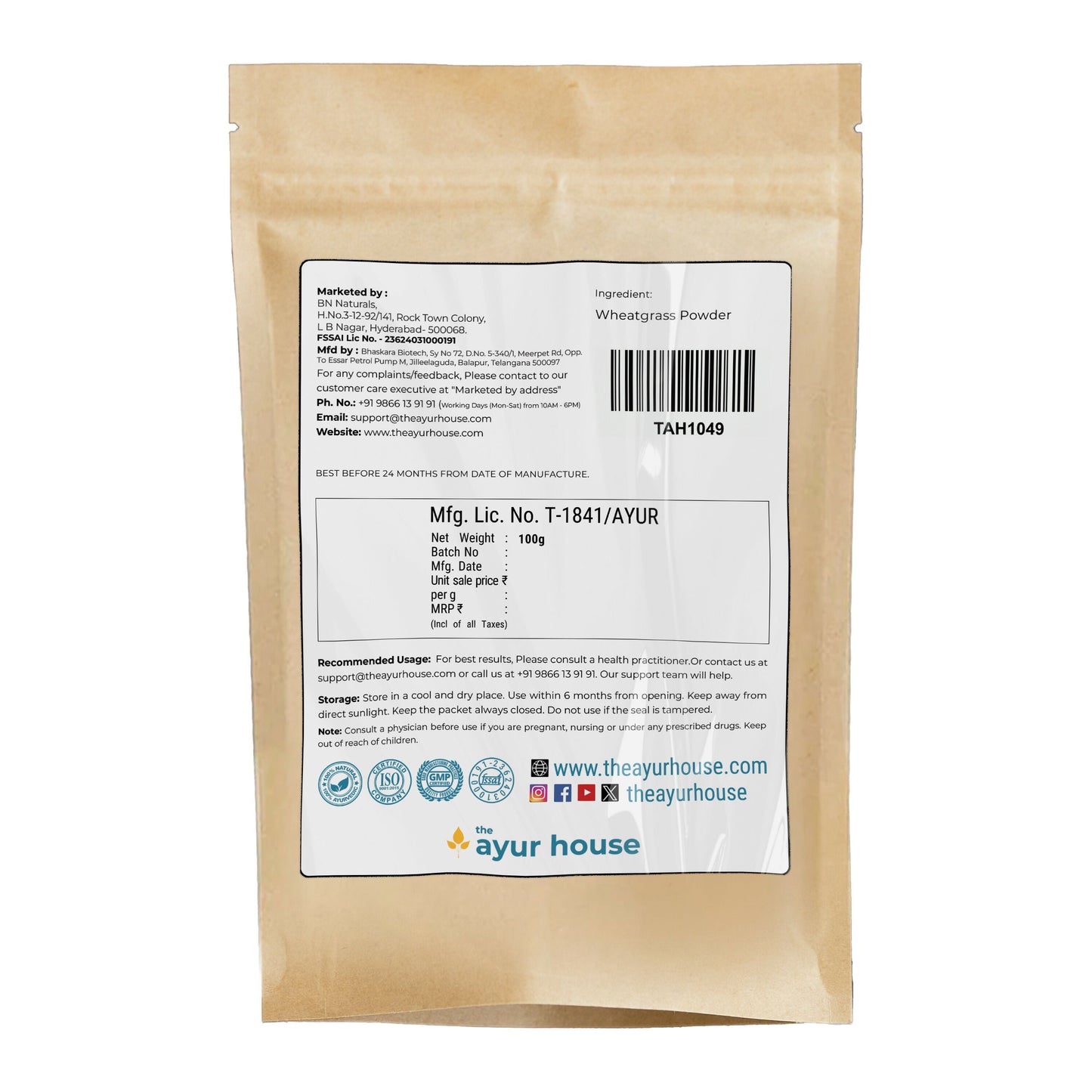 The Ayur House Wheatgrass Powder