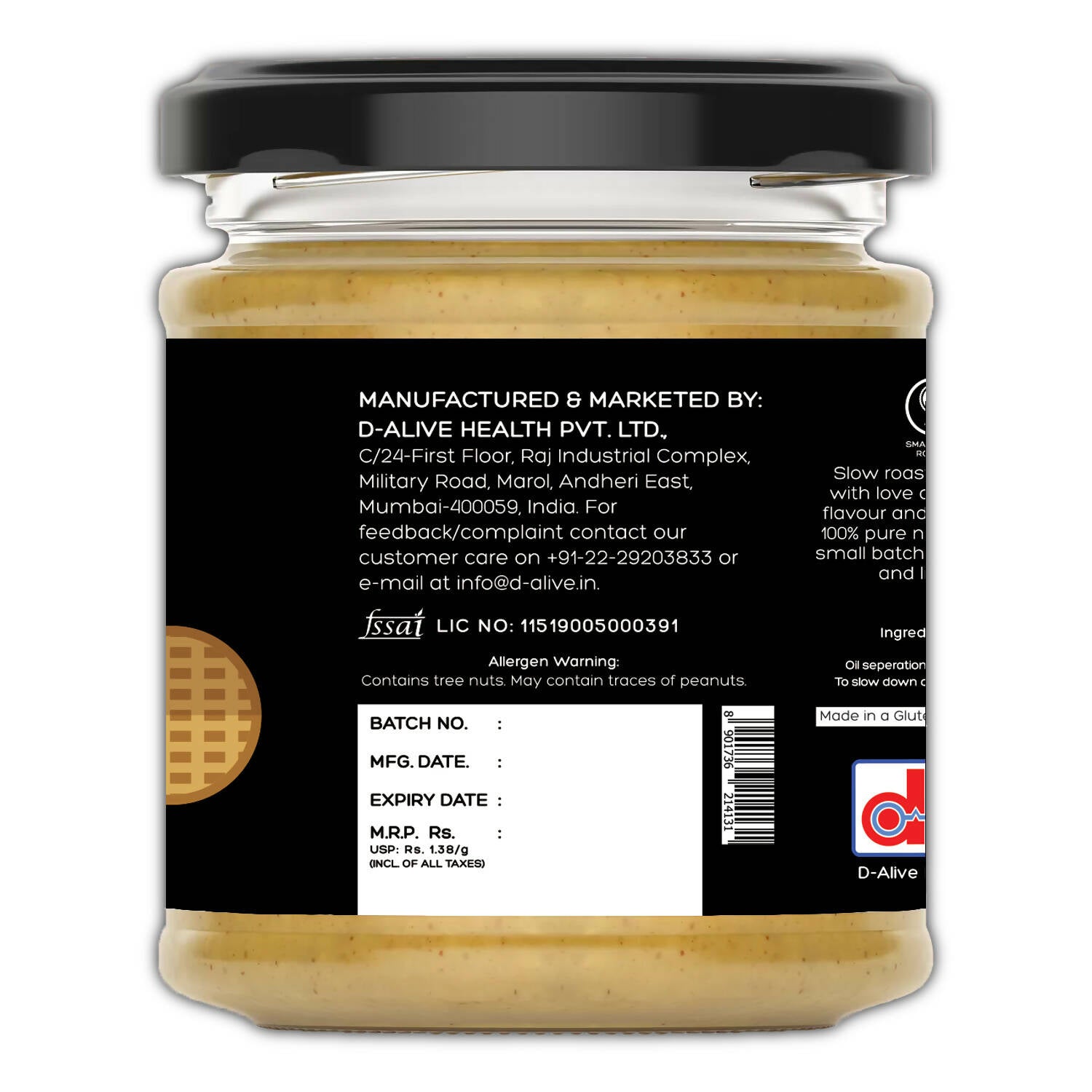 D-Alive Peanut Butter (Unsweetened) - Drmedicart