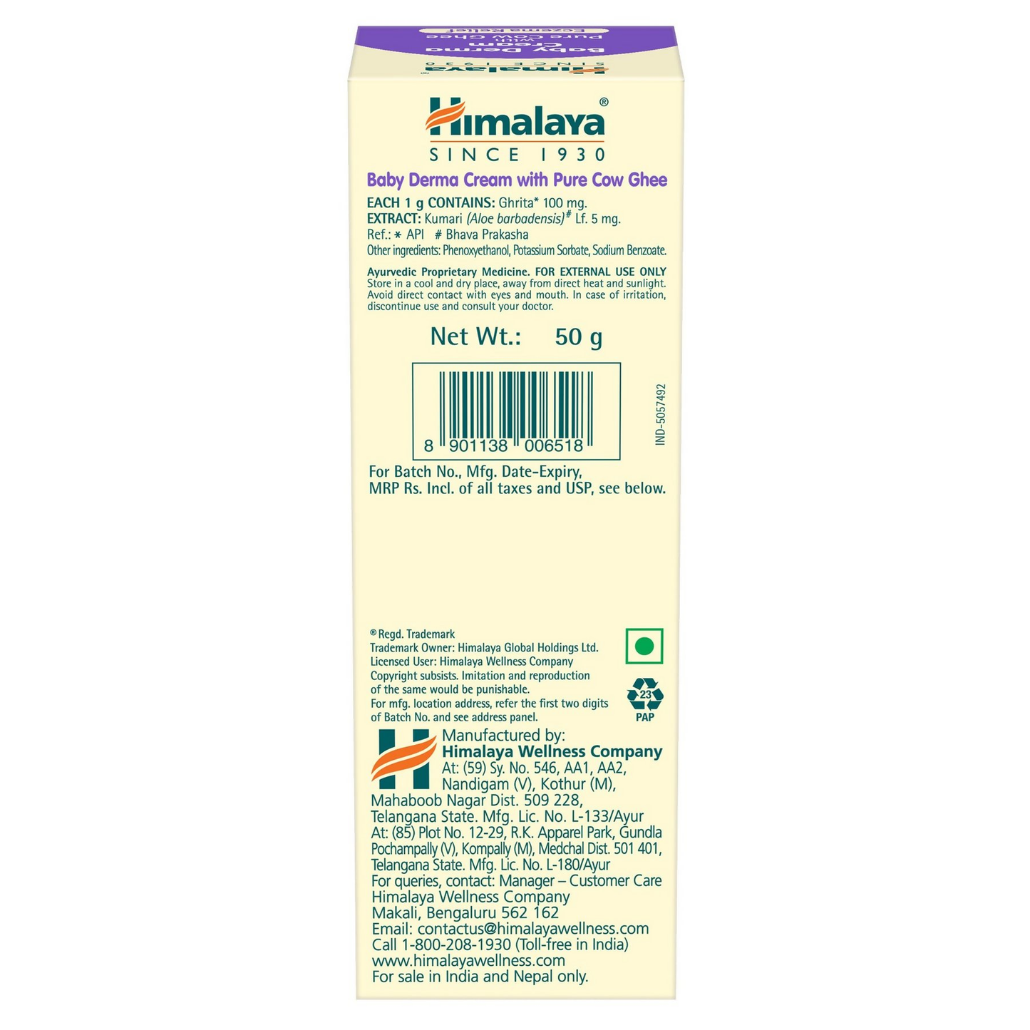 Himalaya Herbals Baby Derma Cream with Pure Cow Ghee