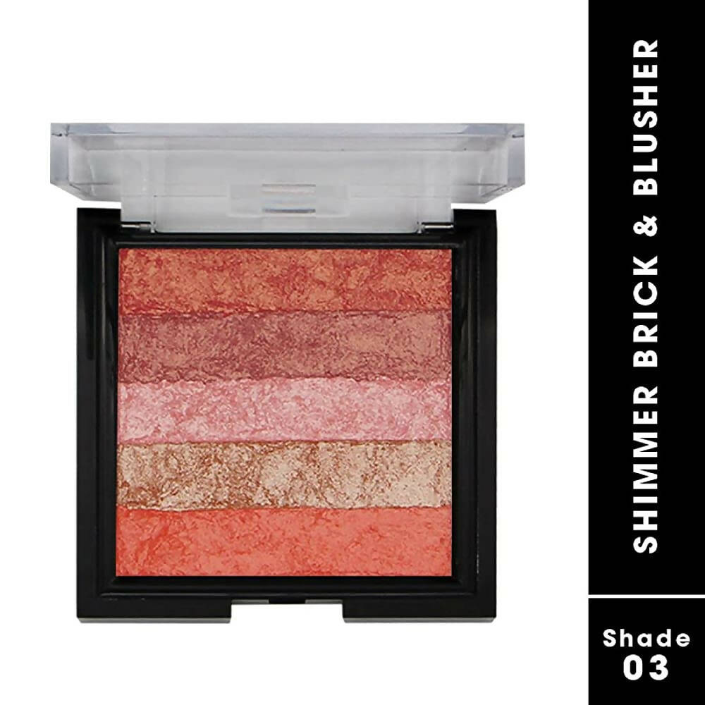 Fashion Colour Shimmer Brick & Blusher 2 in 1 Glow Bronzer Powder-Shade 03 (Medium To Fair)
