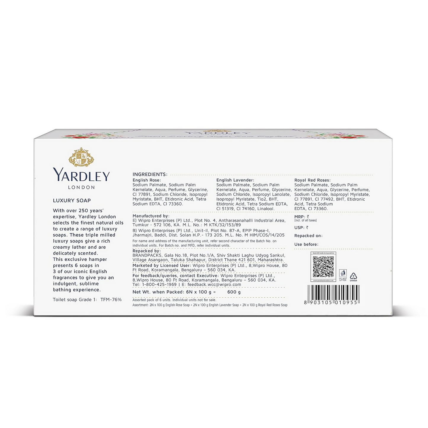 Yardley London English Lavender, English Rose, Royal Red Roses Luxury Soap for Women