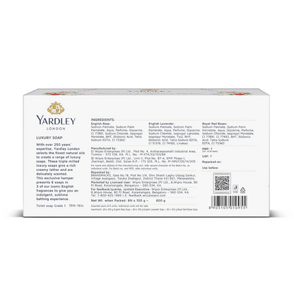 Yardley London English Lavender, English Rose, Royal Red Roses Luxury Soap for Women