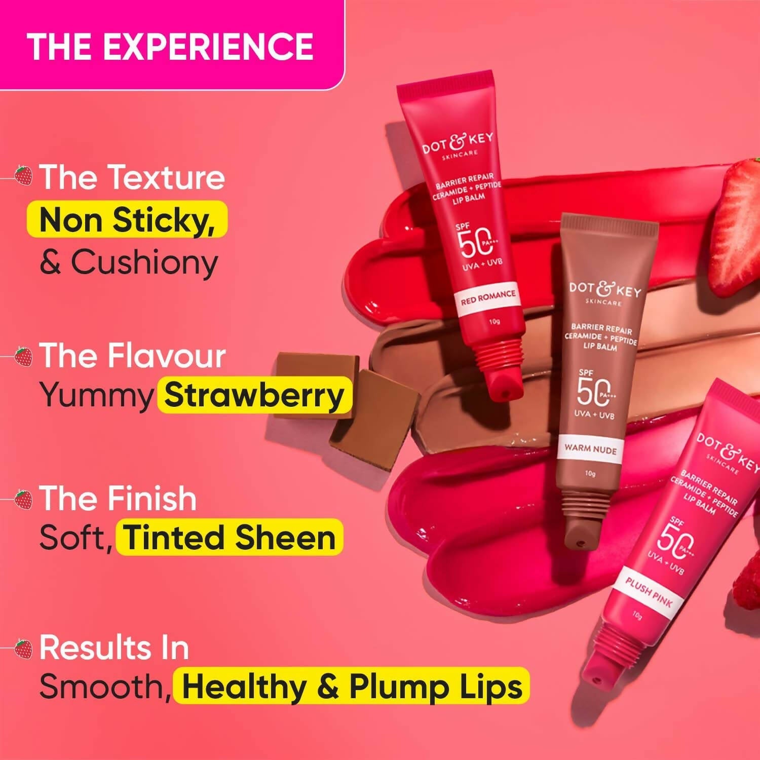 Dot & Key Barrier Repair Ceramide & Peptide SPF 50+, PA+++ Lip Balm - Red Romance