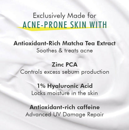 mCaffeine Sun Fix Ultra Light 1% Hyaluronic Acid Matcha Tea Sunscreen SPF 50+ PA++++