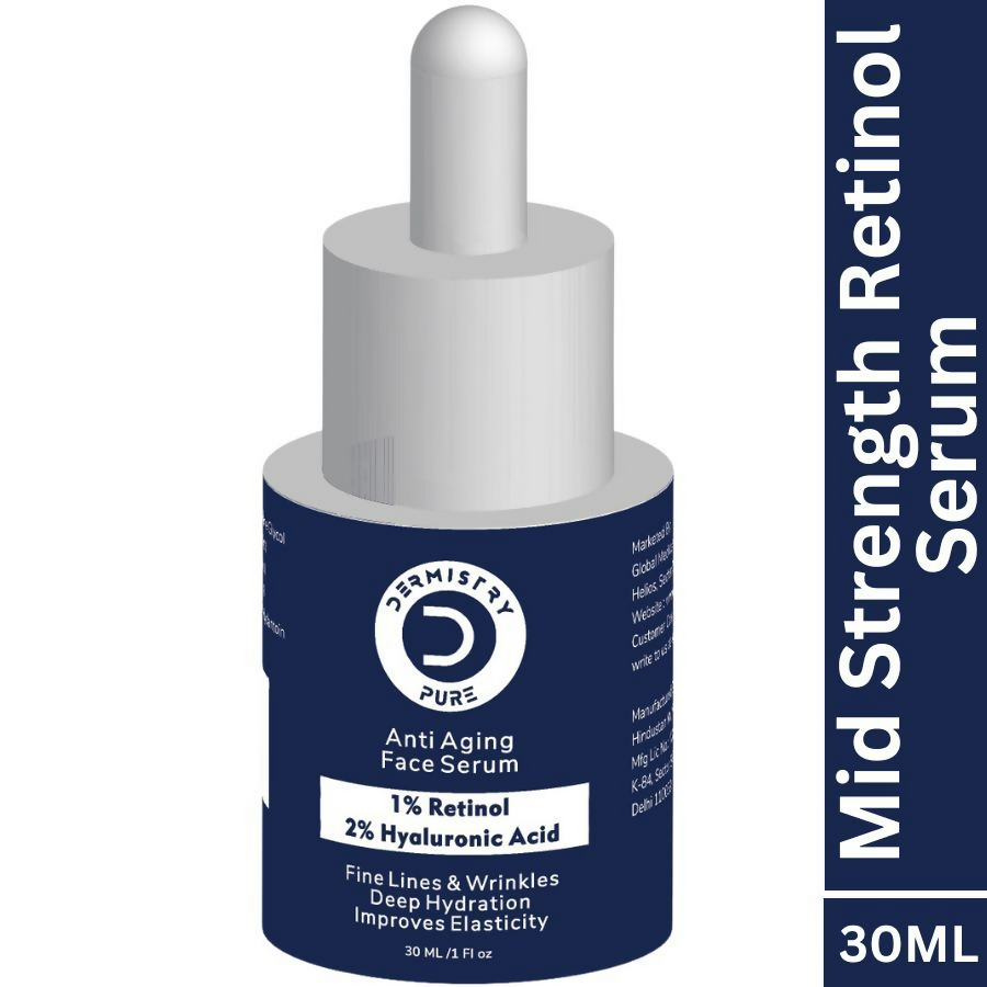 Dermistry 1% Retinol Hyaluronic Anti Aging Night Moisturizer Face Serum For Ageing Lines & Wrinkles