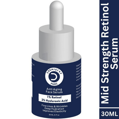 Dermistry 1% Retinol Hyaluronic Anti Aging Night Moisturizer Face Serum For Ageing Lines & Wrinkles