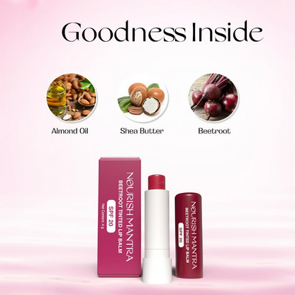 Nourish Mantra Beetroot Tinted Lip Balm with SPF for Smooth, Nourished & Protected Lips