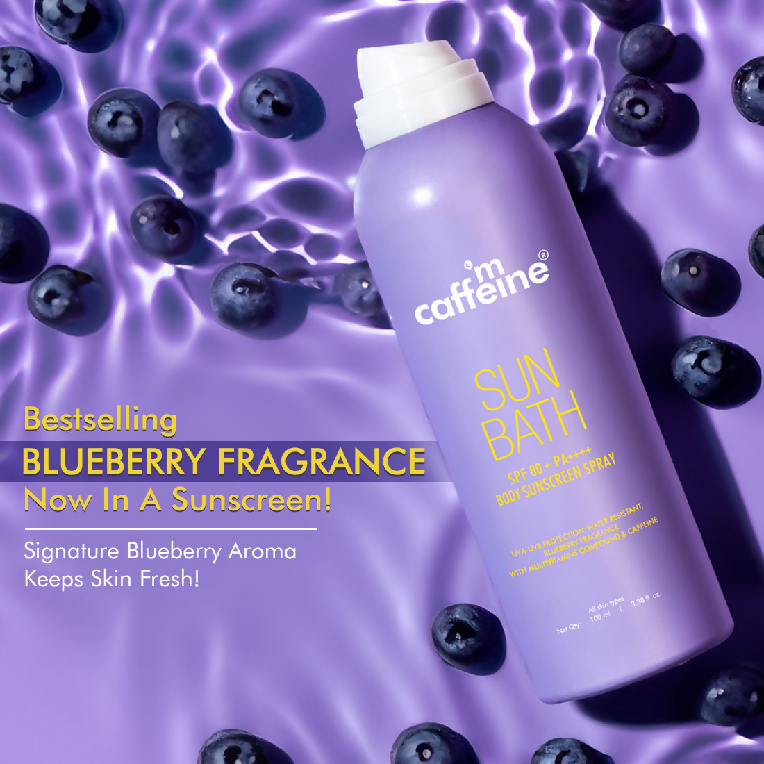mCaffeine Sun Bath SPF 80+ PA ++++ Body Sunscreen Spray