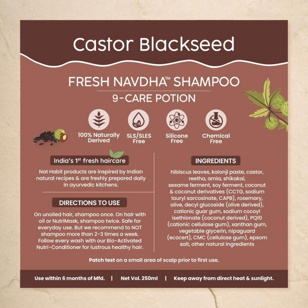 Nat Habit Castor Blackseed Navdha Shampoo