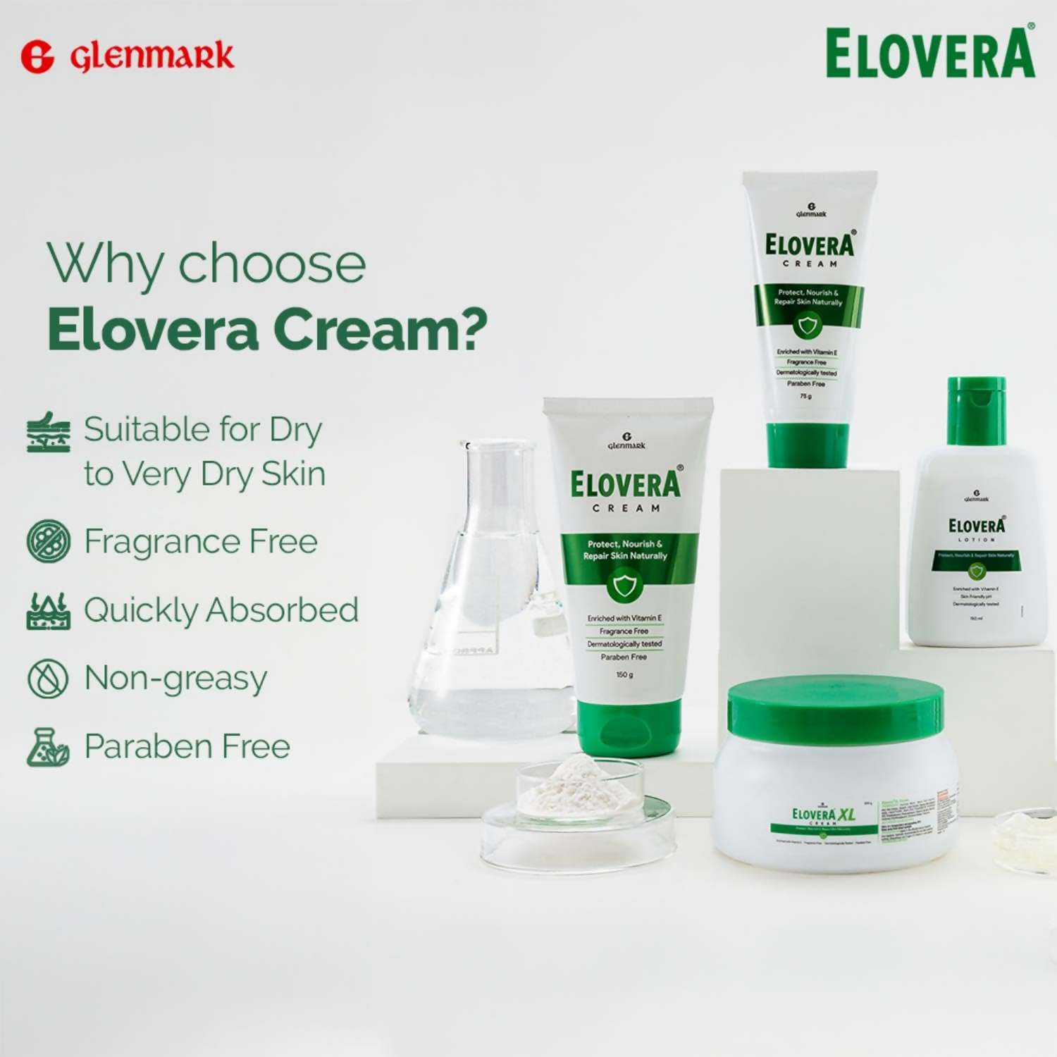 Glenmark Elovera Moisturising Cream For Dry Skin
