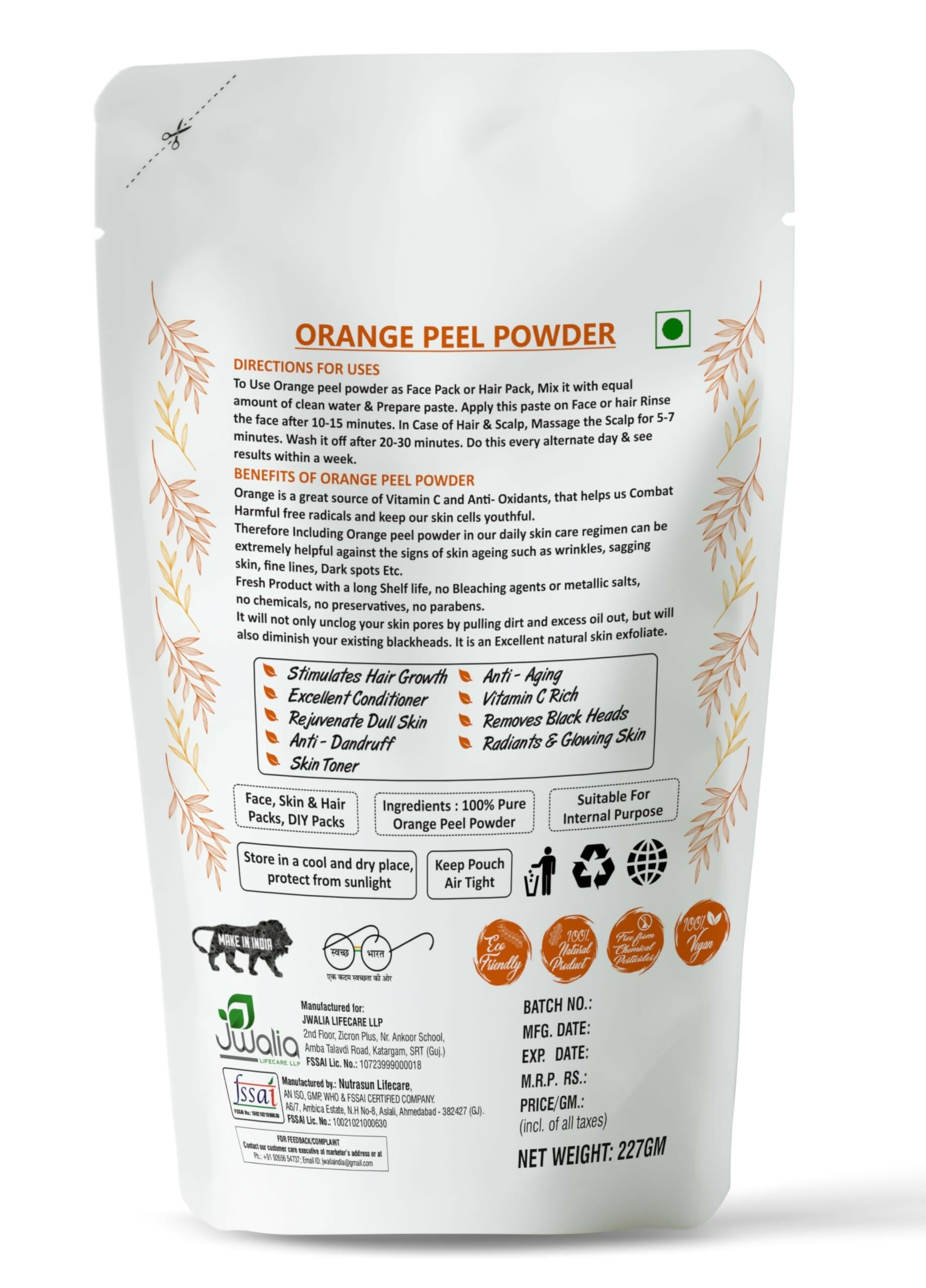 Myherb Pure Natural Organic Orange Peel Powder