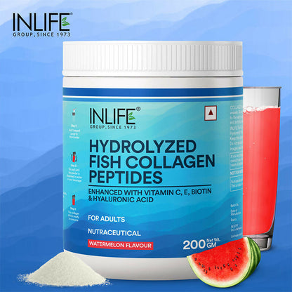 Inlife Hydrolyzed Fish Collagen Peptides Powder - Watermelon