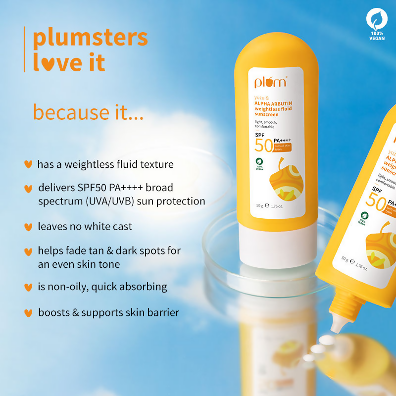 Plum Yuzu & Alpha Arbutin Weightless Fluid Sunscreen SPF 50 PA++++