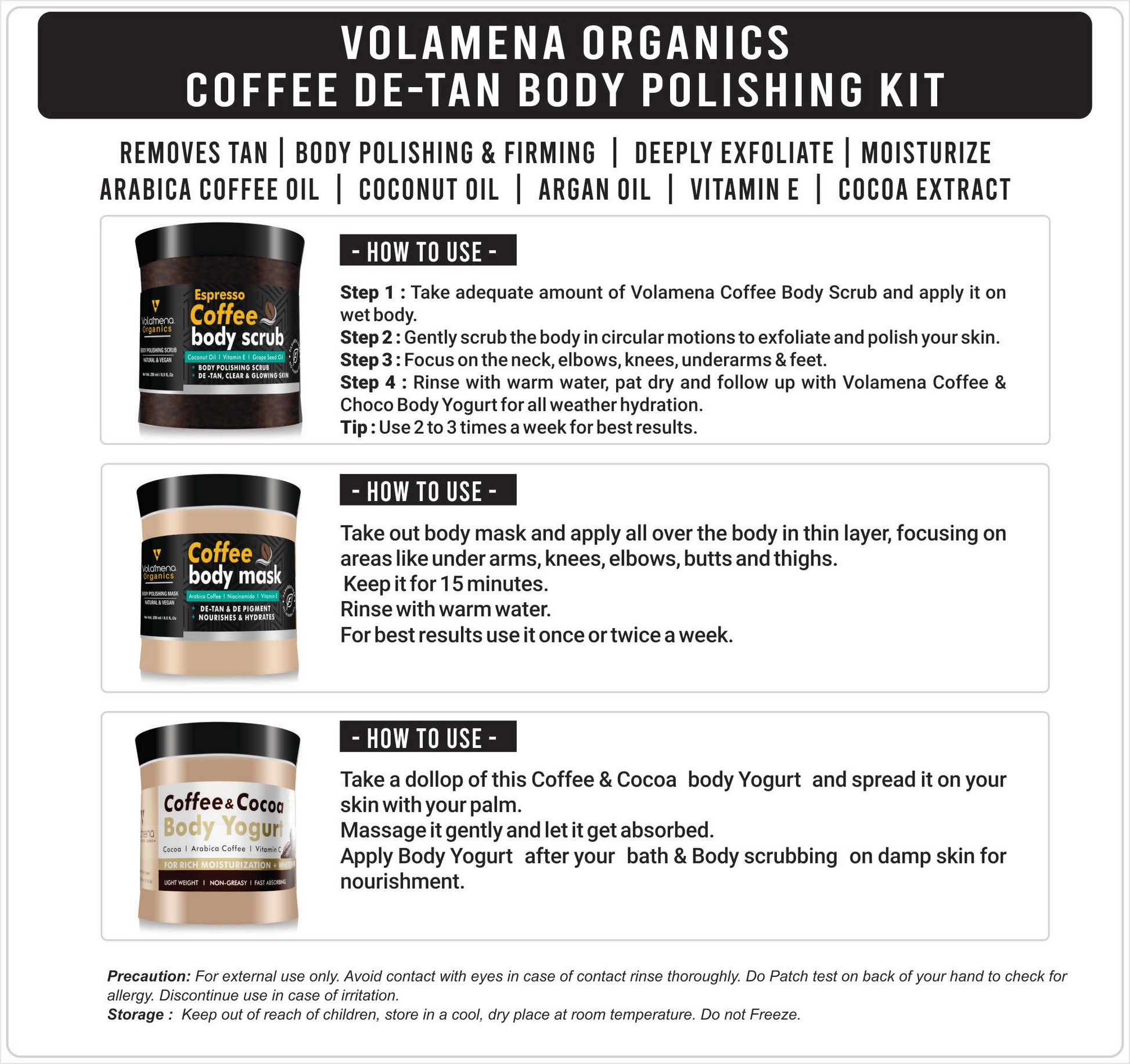 Volamena Organics Coffee De-Tan Body Polishing Kit