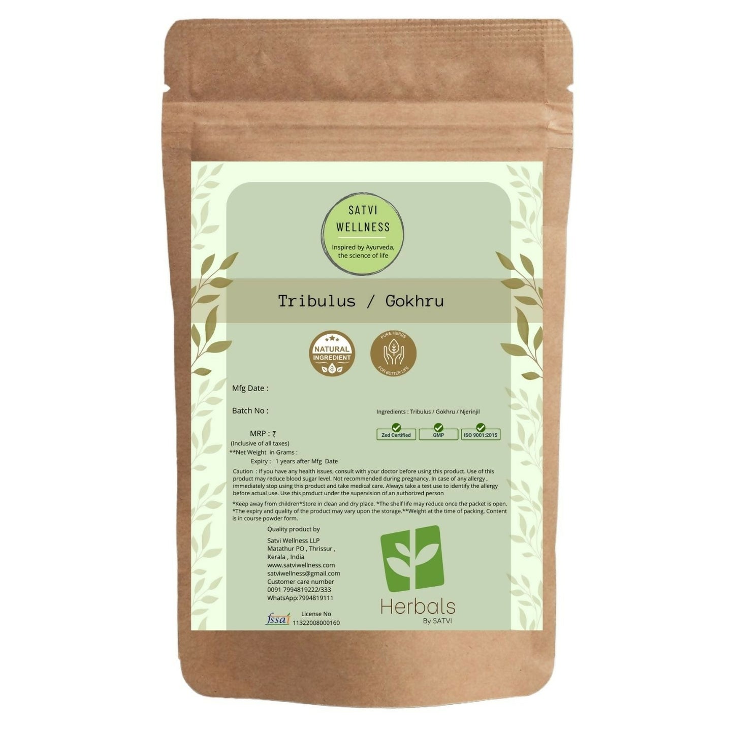 Satvi Wellness Tribulus Chopped | Njerinjil | Gokhru Powder