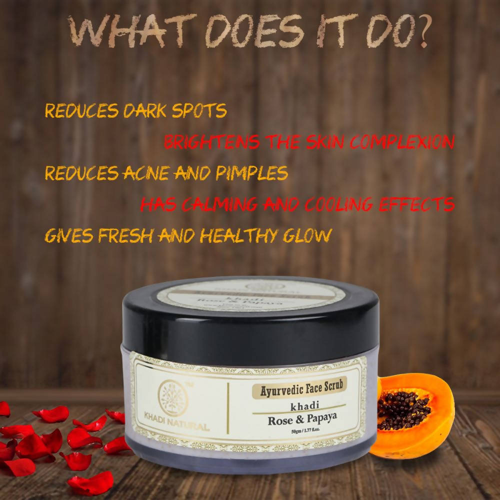 Khadi Natural Rose & Papaya Ayurvedic Face Scrub - Drmedicart
