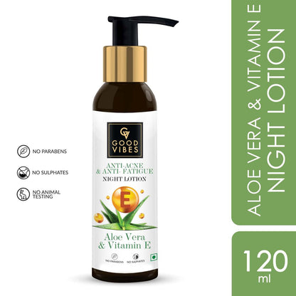Good Vibes Aloe Vera + Vitamin E Anti - Acne Night Face Lotion