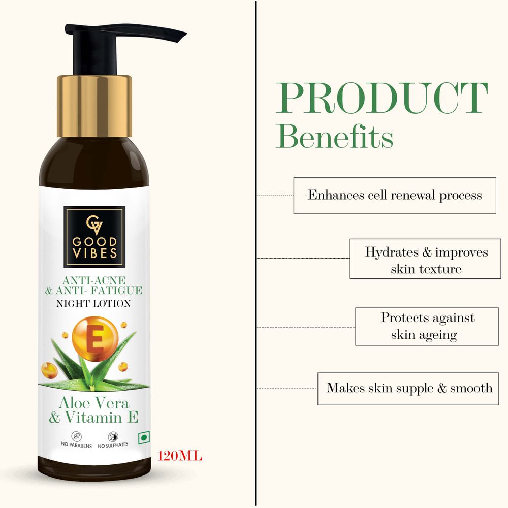 Good Vibes Aloe Vera + Vitamin E Anti - Acne Night Face Lotion