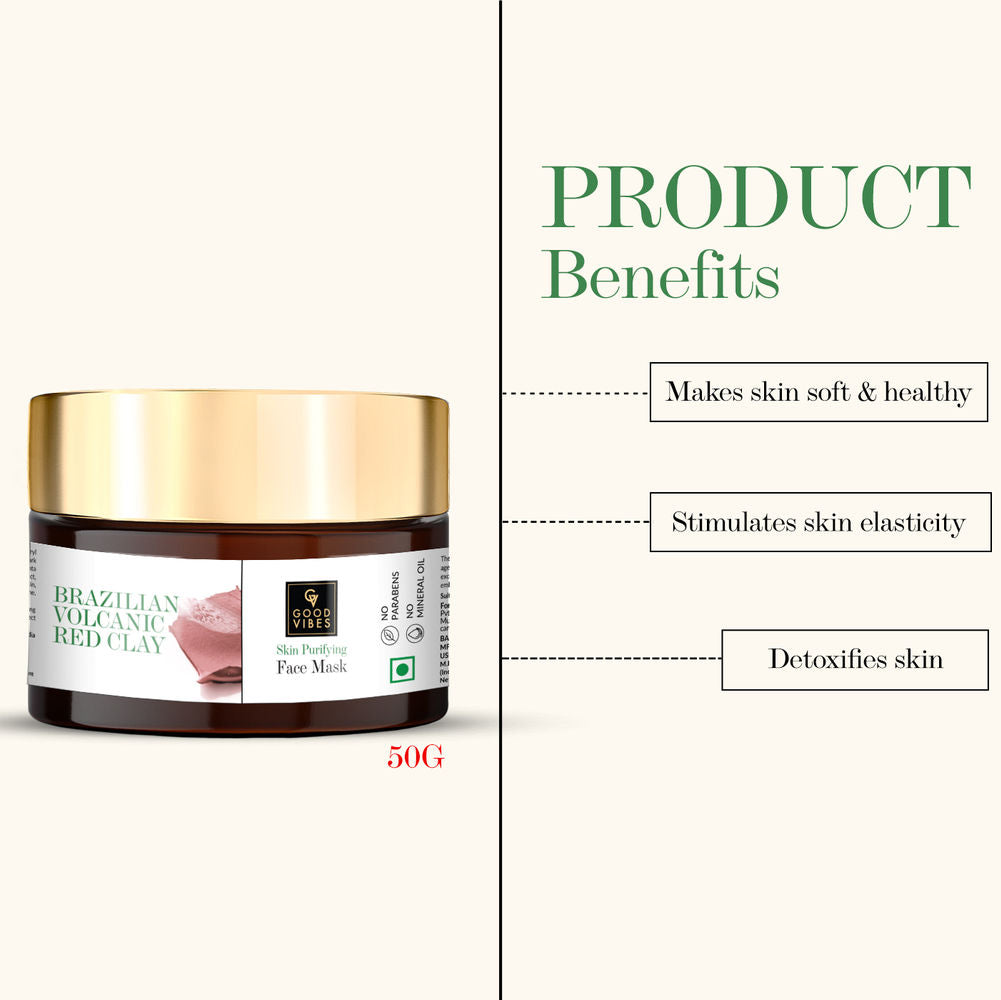Good Vibes Brazilian Volcanic Red Clay Skin Purifying Face Mask